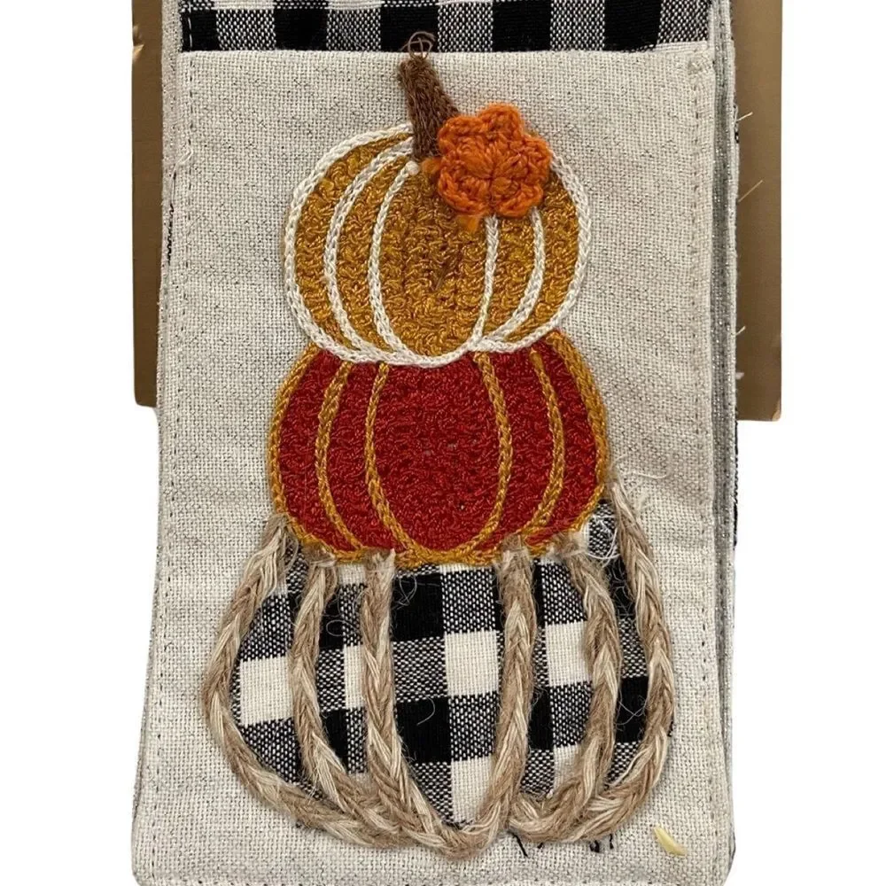 Nicole Miller Pumpkin Gourd Crewel Embroidered Utensil Holders Set of 4 NWT